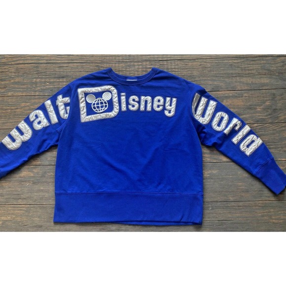 DISNEY Walt Disney World Wishes Come True Blue & Silver Pullover Sweatshirt M - Picture 1 of 6